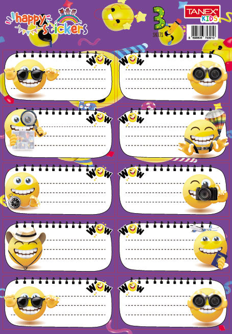 ETICHETE SCOLARE 30/SET SMILEYS TLS-803 TANEX ETICHETE SCOLARE 30/SET SMILEYS TLS-803 TANEX